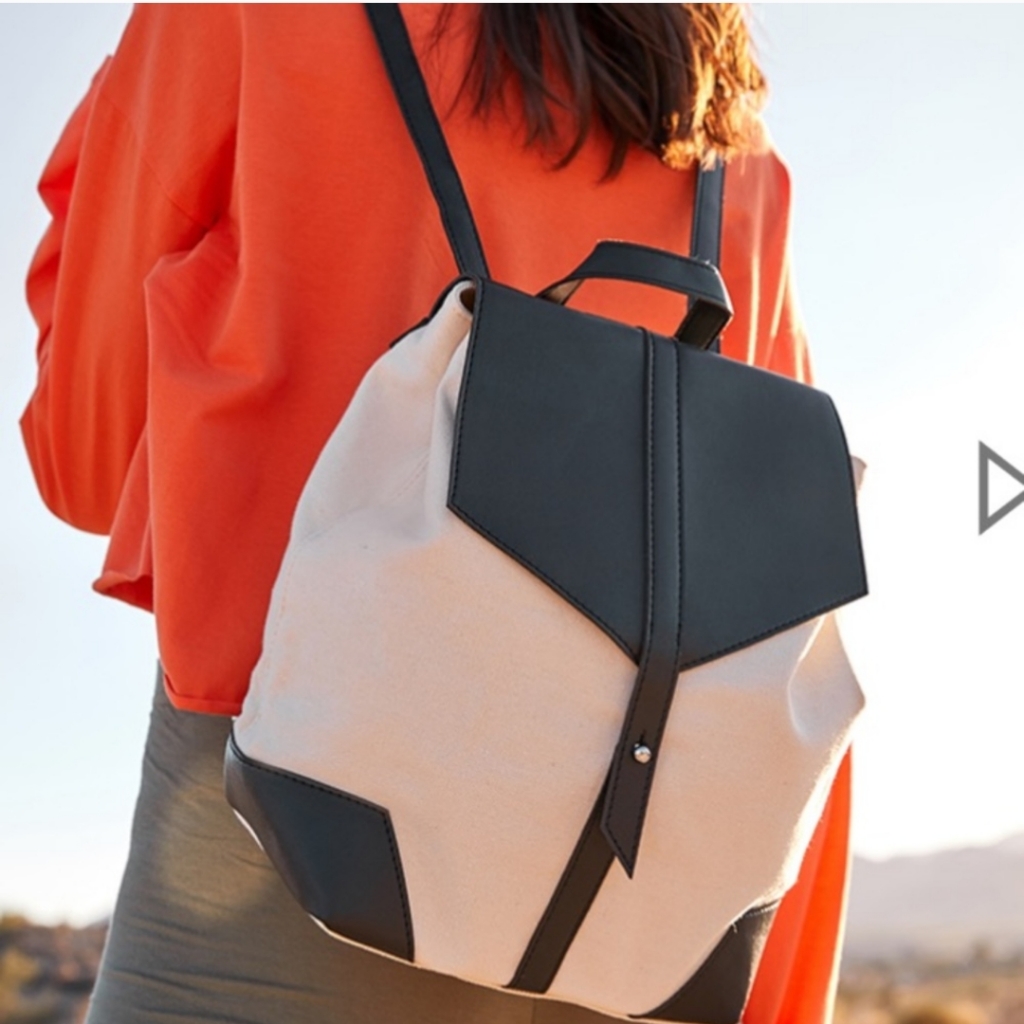 {Deux Lux} Leather+Canvas Tote Pack, Nib